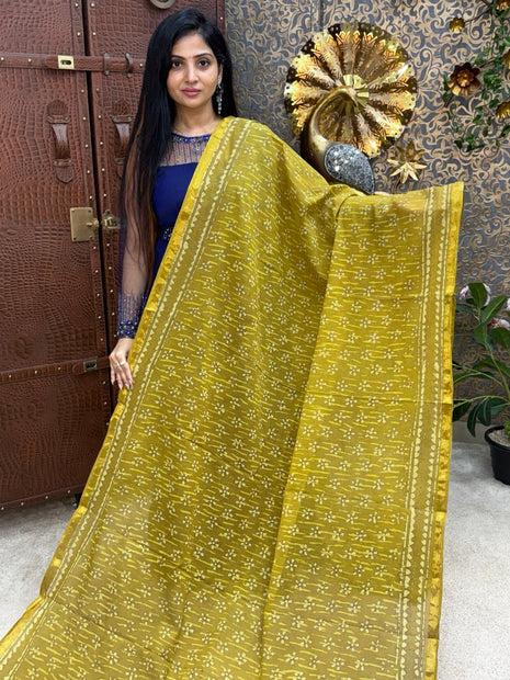 Cotton With (Bagru Dabu Print Saree)