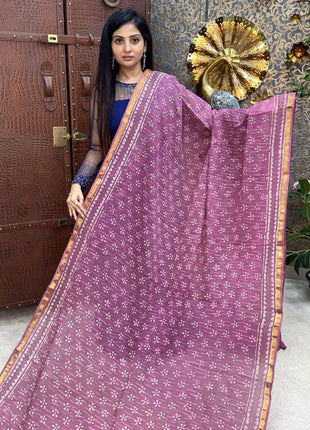 Cotton With (Bagru Dabu Print Saree)