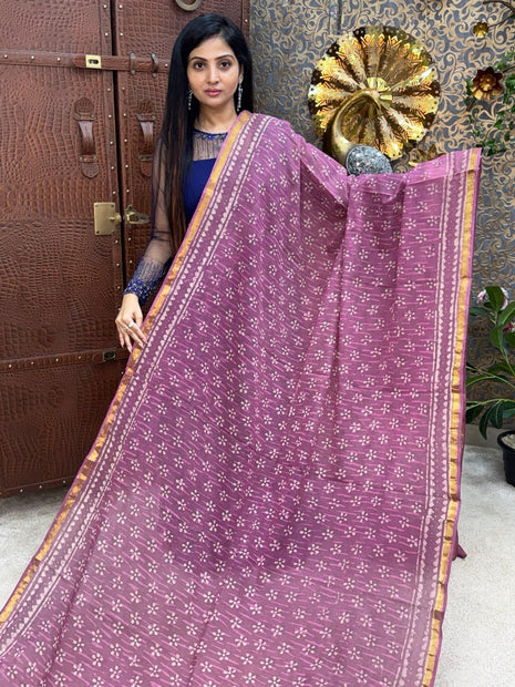 Cotton With (Bagru Dabu Print Saree)