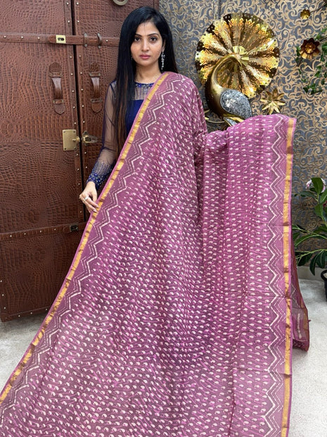 Cotton With (Bagru Dabu Print Saree)
