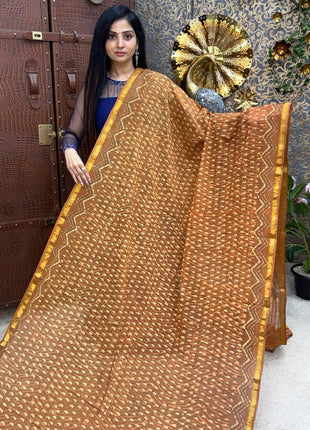 Cotton With (Bagru Dabu Print Saree)