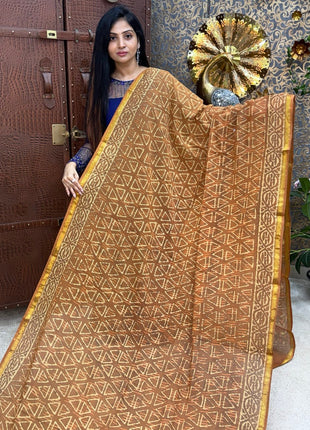 Cotton With (Bagru Dabu Print Saree)