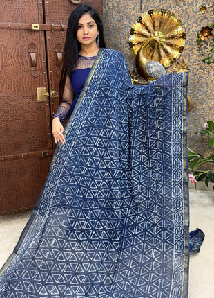 Cotton With (Bagru Dabu Print Saree)