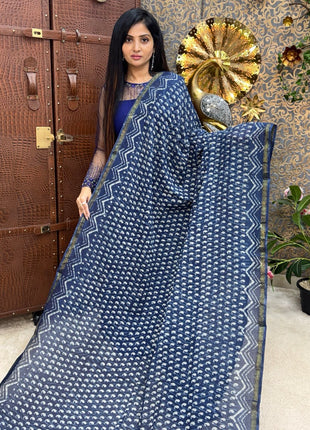 Cotton With (Bagru Dabu Print Saree)