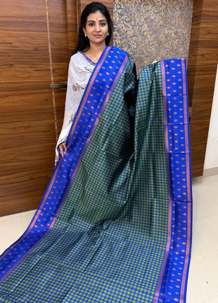Semi Kancipuram With Palum Pazham Checks Pattern