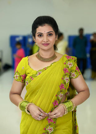 Designer Saree With Cut Work