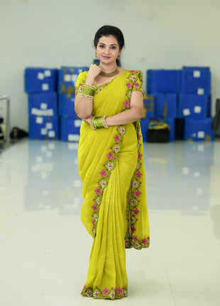 Designer Saree With Cut Work