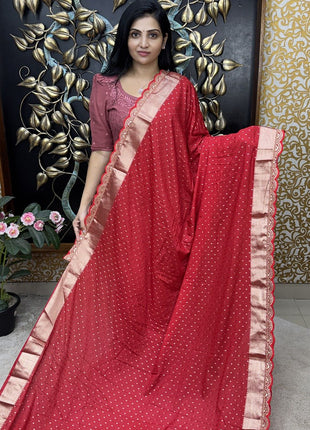 Pure Georgette With Lace Border