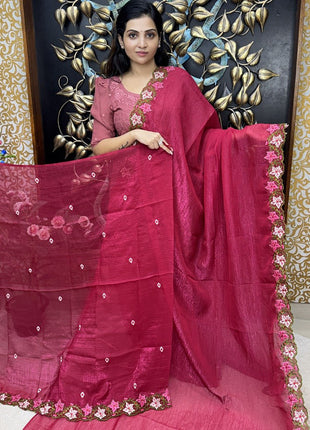 Designer Saree With Cut Work