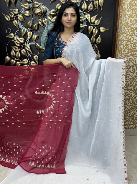 Designer Saree With Cut Work