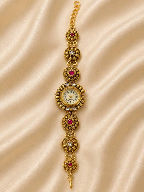 Women's Gold-Tone Ethnic Bracelet Watch