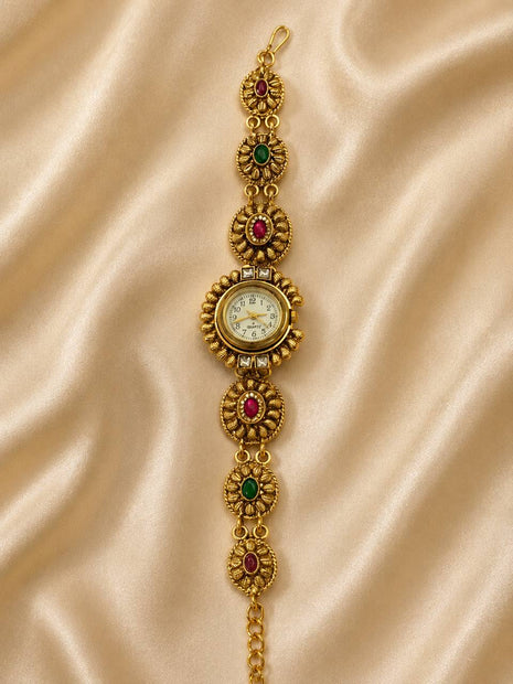 Women's Gold-Tone Ethnic Bracelet Watch