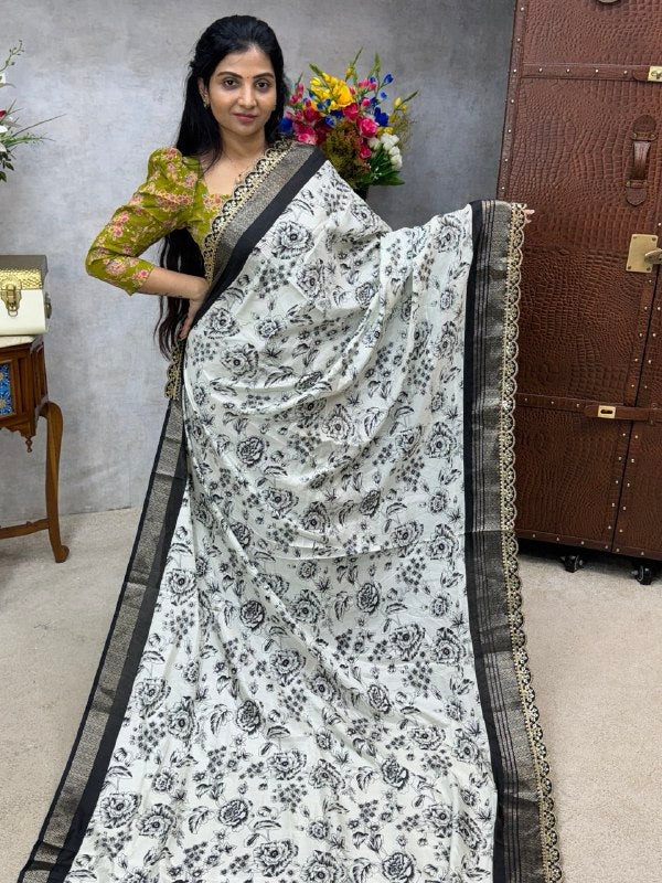 Dola Silk with Lace Border