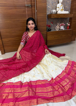 Half Saree (Stitched Skirt, Unstitched Blouse)