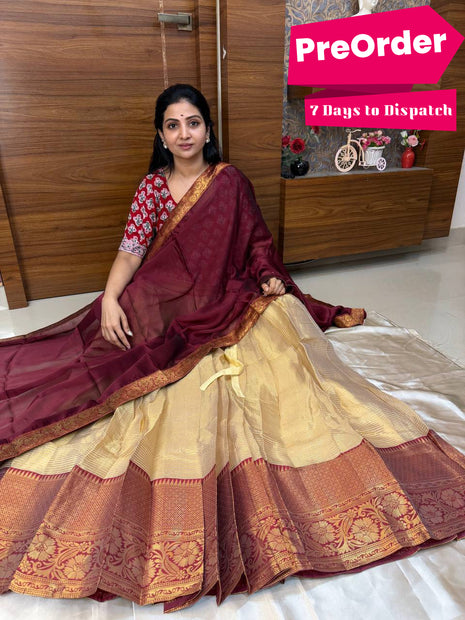 Half Saree (Stitched Skirt, Unstitched Blouse)