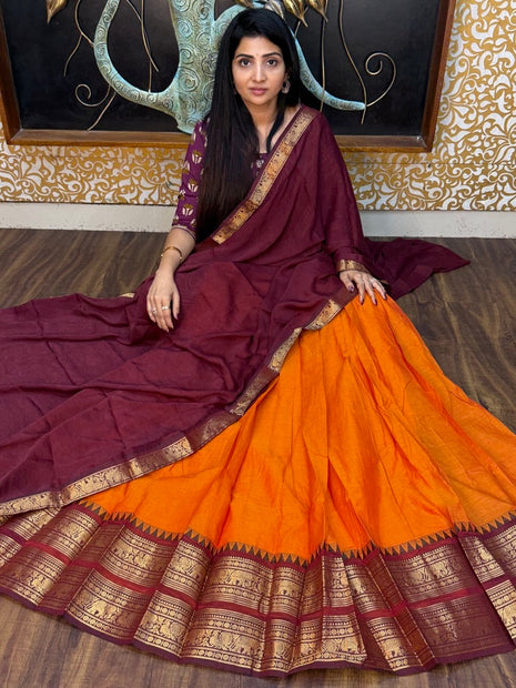 Half Saree (Stitched Skirt, Unstitched Blouse)