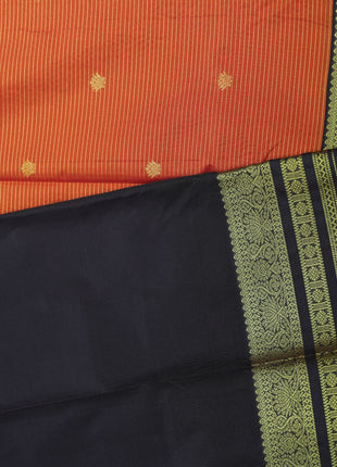 Vaira Oosi Golden Zari With Coffee Brown Border