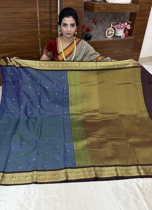 Vintage Vaira Oosi Gold Zari Coffee Brown Border