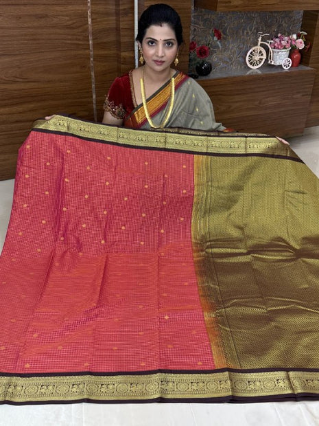 Vintage Vaira Oosi Gold Zari Coffee Brown Border