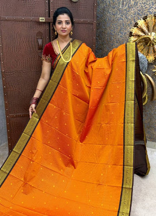 Vintage Vaira Oosi Gold Zari Coffee Brown Border