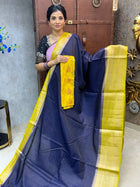 Chiniya Silk with 2 Blouses Contrast Blouse with Banarasi Blouse
