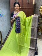 Chiniya Silk with 2 Blouses Contrast Blouse with Banarasi Blouse