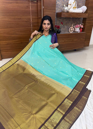 Vaira Oosi Gold Zari Coffee Brown Border