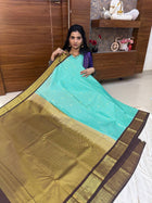 Vaira Oosi Gold Zari Coffee Brown Border