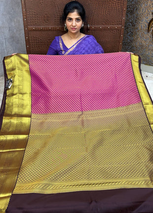 Premium Kanchi Gold Zari Coffee Brown Border