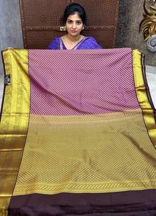 Premium Kanchi Gold Zari Coffee Brown Border