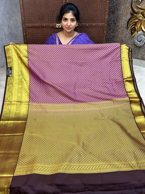 Premium Kanchi Gold Zari Coffee Brown Border