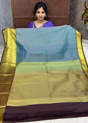 Premium Kanchi Gold Zari Coffee Brown Border