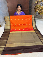 Premium Kanchi Gold Zari Coffee Brown Border