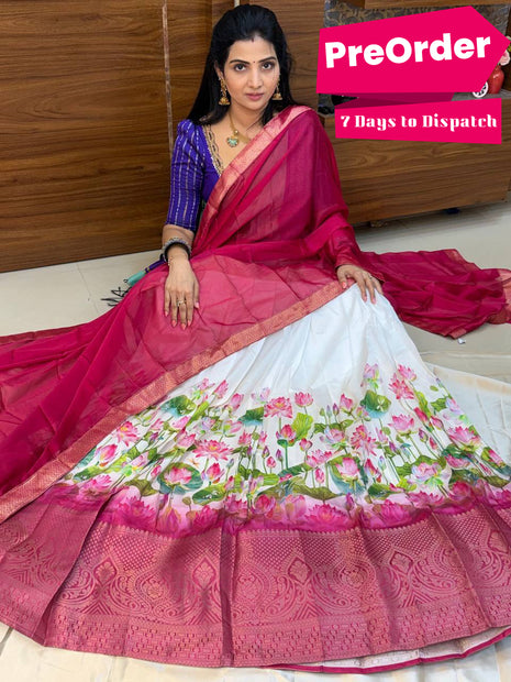 Half Saree (Stitched Skirt, Unstitched Blouse)