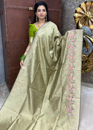 Pure Tussar Silk with Embroidery