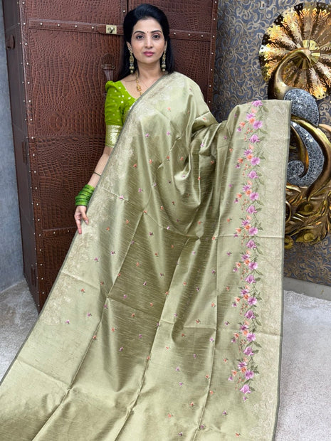 Pure Tussar Silk with Embroidery