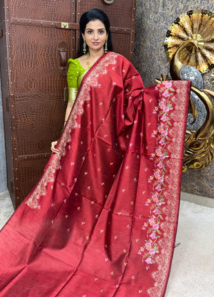 Pure Tussar Silk with Embroidery