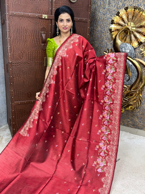 Pure Tussar Silk with Embroidery