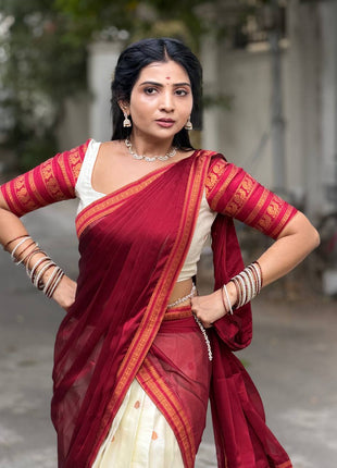 Half Saree (Stitched Skirt, Unstitched Blouse)