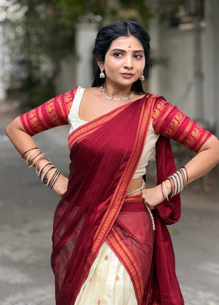 Half Saree (Stitched Skirt, Unstitched Blouse)