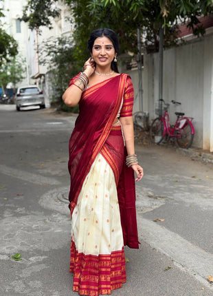 Half Saree (Stitched Skirt, Unstitched Blouse)