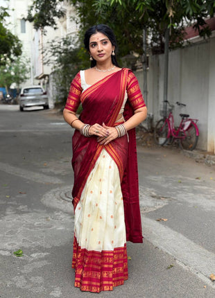 Half Saree (Stitched Skirt, Unstitched Blouse)