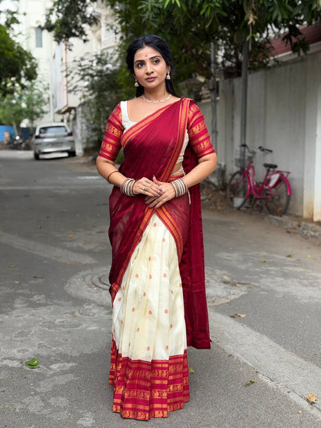 Half Saree (Stitched Skirt, Unstitched Blouse)