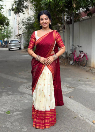 Half Saree (Stitched Skirt, Unstitched Blouse)