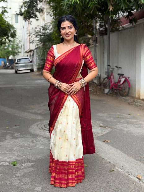 Half Saree (Stitched Skirt, Unstitched Blouse)