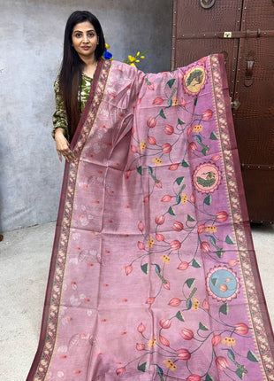 Pure Linen with Kalamkari Printed