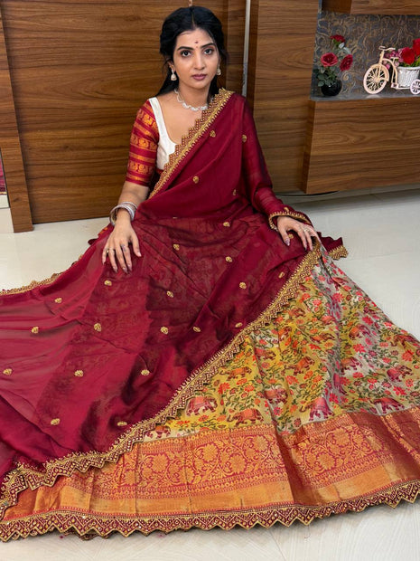 Lehenga is Free Size (Semi Stitched )