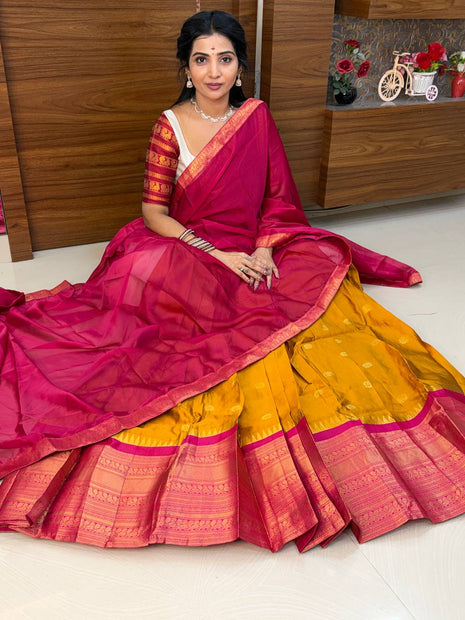 Half Saree (Stitched Skirt, Unstitched Blouse)