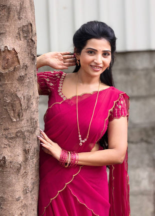 Georgette Half Saree (Stitched Skirt, Unstitched Blouse)