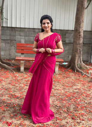 Georgette Half Saree (Stitched Skirt, Unstitched Blouse)